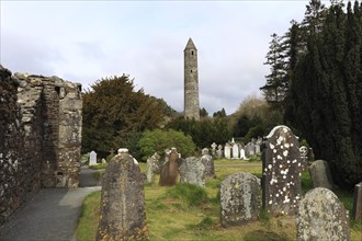 Round tower and cemetery on the Glendalough