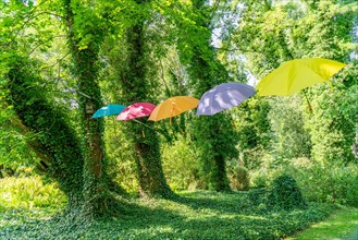 Colourful umbrellas in the optics park Rathenow
