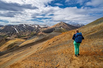 Hiker on the Laugavegur trekking trail