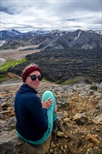 Hiker on the Laugavegur trekking trail