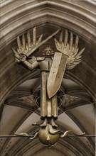 Archangel Michael by the sculptor Ulfert Jansen in the gallery arch in Ulm Minster