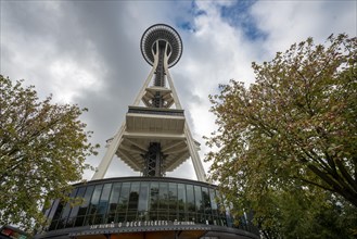 Space Needle with trees in autumn leaves