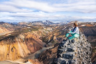 Hiker on the Laugavegur trekking trail