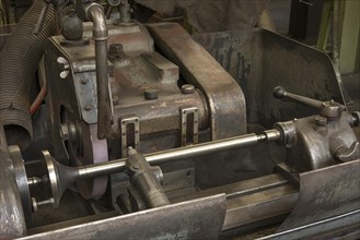 Lathe for valves in a historic lathe shop