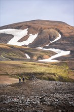 Hikers on the Laugavegur trekking trail