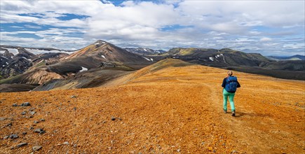 Hiker on the Laugavegur trekking trail