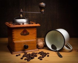 Still life with old coffee grinder