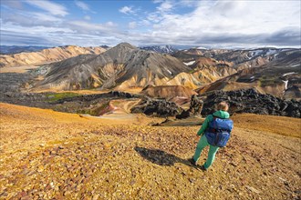 Hiker on the Laugavegur trekking trail