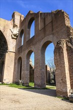 Ruin of east portal entrance of ancient former Maxentius Basilica Constantine Basilica made of brick masonry bricks