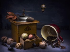 Still life with old coffee grinder