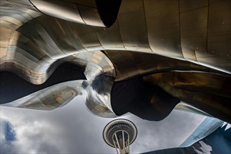 Corrugated exterior facade and Space Needle