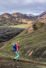 Hiker on the Laugavegur trekking trail