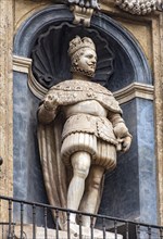 Statue of King Philip IV on facade of Quattro Canti