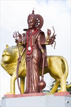 Statue of Goddess Mahalaxmi at the sacred lake of Ganga Talao in the south of the island of Mauritius
