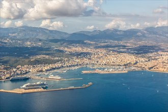 City with sea holiday travel aerial view in Palma de Majorca