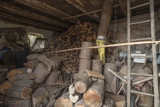 Wood storage in an old barn