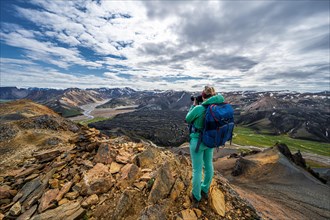 Hiker on the Laugavegur trekking trail