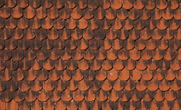 Detail of a red old tiled roof