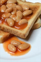 White beans with tomato sauce on toast