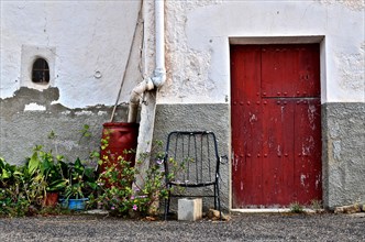 Old village idyll with red door