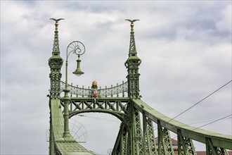 Ornate bridge gate and lantern on Liberty Bridge