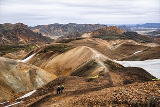 Hikers on the Laugavegur trekking trail