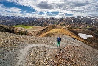 Hiker on the Laugavegur trekking trail