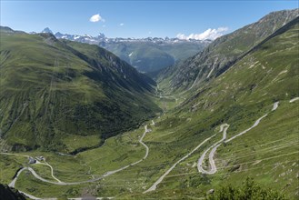 Alpine landscape with Nufenen Pass road