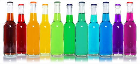 Bottles with colourful drinks