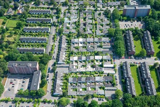 Chain houses in Hamburg Lohbruegge as aerial view