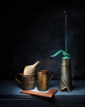 Still life with old oil can