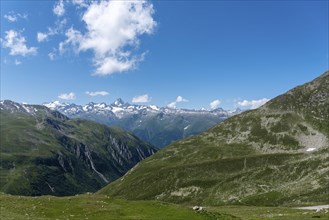 Alpine landscape near the Nufenen Pass with the Finsteraarhorn in the background