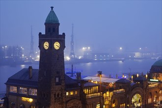 Clock tower and gauge tower in the evening