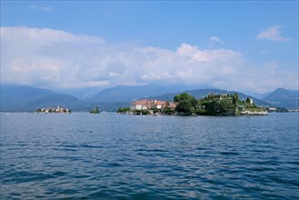 The islands Isola Bella and Isola Superiore Dei Pescatori in Lake Maggiore