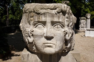 Medusa head in the garden of the Archaeological Museum