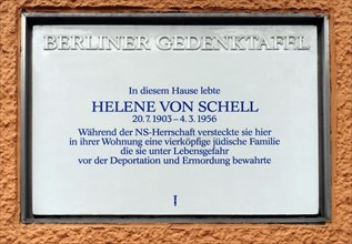 Berlin memorial plaque for Helene von Schell