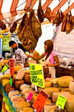 Cheese stall at market with Peccorino