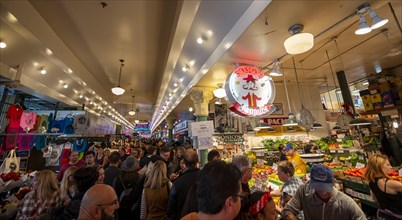 People in a market hall