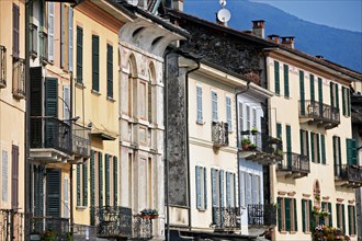 House facades in Cannobio on Lake Maggiore