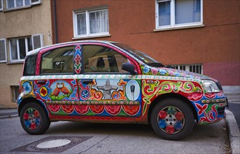 Colourfully painted Fiat
