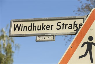 Street sign Windhuker Strassenisches Viertel