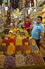 Egyptian bazaar with spices and teas