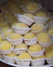 Delicacies made up of almonds and lemon filling with a marzipan cover