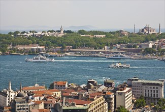 Panoramic view of Topkapi and Hagia Sophia from the Galata Tower in the Karakoey district