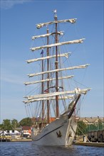 Sailing ship in the Daugava harbour