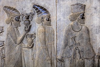 Relief detail of the delegation of nations bringing gifts to Darius on the steps of Apadana Palace