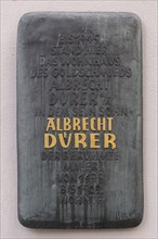 Information board at the former home of the painter Albrecht Duerer
