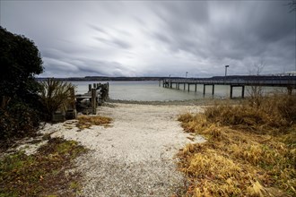 Stormy winter weather at Lake Constance