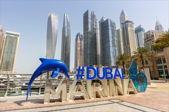 Dubai Marina Logo and Harbour Skyline Architecture Luxury Holiday in Arabia in Dubai