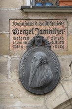 Memorial relief on the former home of the goldsmith Wenzel Jamnitzer